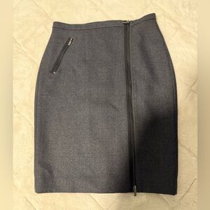 J.Crew Gray Wool Zip Front Pencil Skirt Size 6 Career Office